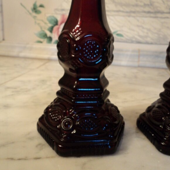 Avon Cape Cod ruby red candlestick holders - Picture 2 of 5